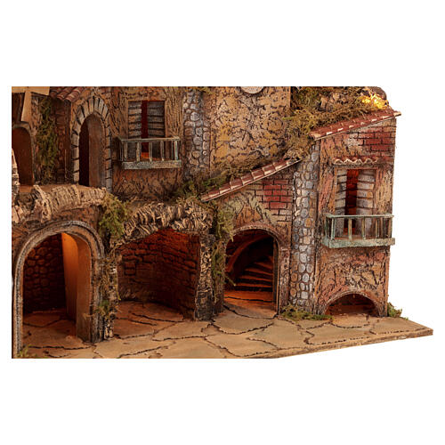 Illuminated village with moving mill for Naples nativity scene 70x45x60 cm 10-12 cm figurines 7