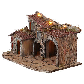 Maison avec grange 55x30x30 cm illuminée crèche napolitaine 8-10 cm