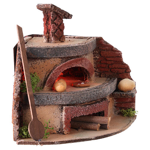 Wood-fired oven with flame lighting, 15x11x13 cm, for 8-10 cm Neapolitan Nativity Scene 3