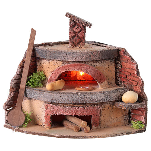 Forno a legna illuminazione fiamma corrente 15x11x13 cm Presepe Napoletano 8-10 cm 1