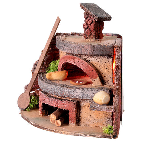 Piec drewniany z efektem płonącego ognia, 15x11x13 cm, szopka neapoletanska 8-10 cm 2