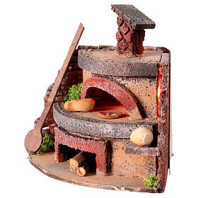 Wood-fired oven with electrical fire effect 15x11x13 cm Neapolitan Nativity Scene 8-10 cm