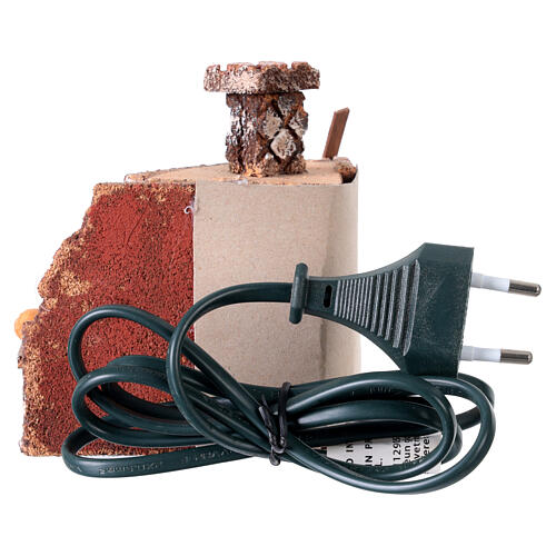 Forno per la pizza illuminato effetto fiamma 10x12x10 cm Presepe Napoli 6-8 cm 4