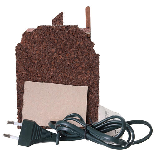 Oświetlony piec opalany drewnem - 10x9x15 cm, do szopki neapolitańskiej 8-10 cm, zasilany elektrycznie 4