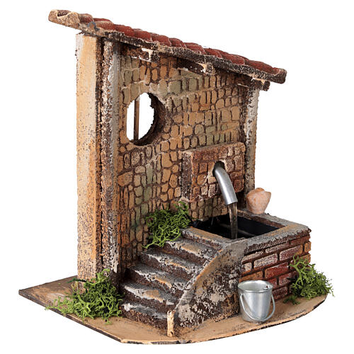 Real fountain with stairs, 15x15x20 cm, for 8-10 cm Neapolitan Nativity Scene 3