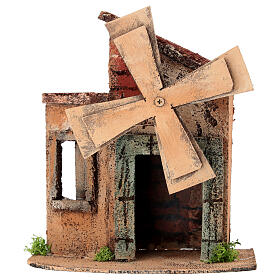 Mulino a vento in movimento 15x10x15 cm Presepe Napoletano 6-8 cm