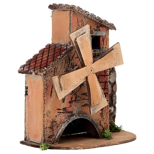 Mulino a vento funzionante 15x10x18 cm Presepe Napoletano 6-8 cm 2