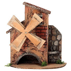Moinho de vento funcional 16x10x18 cm presépio napolitano 6-8 cm