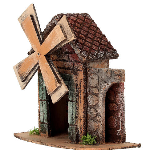 Moulin à vent fonctionnel pour crèche napolitaine 4-6 cm 15x8x15 cm 2