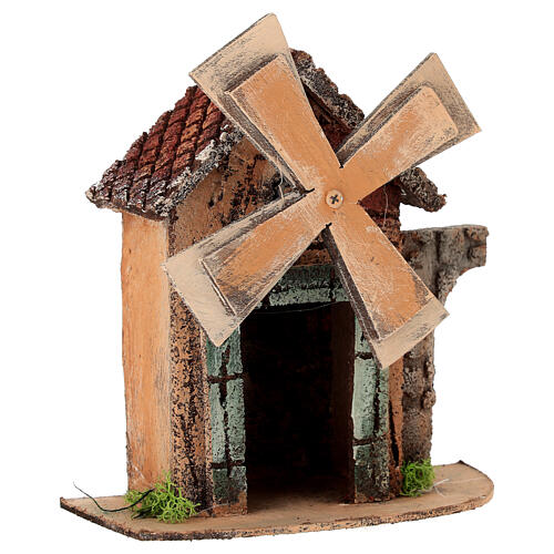 Działający młyn wietrzny do szopki neapolitańskiej 4-6 cm, 15x8x15 cm 3