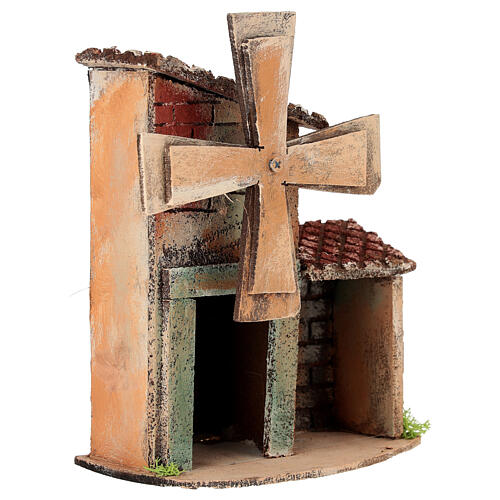 Mulino a vento funzionante 15x15x10 cm Presepe Napoletano 4-6 cm 3