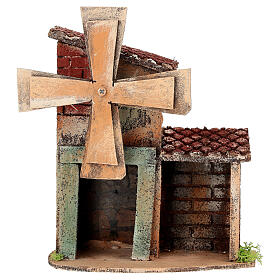 Moinho de vento animado 15x16x8 cm presépio napolitano 4-6 cm