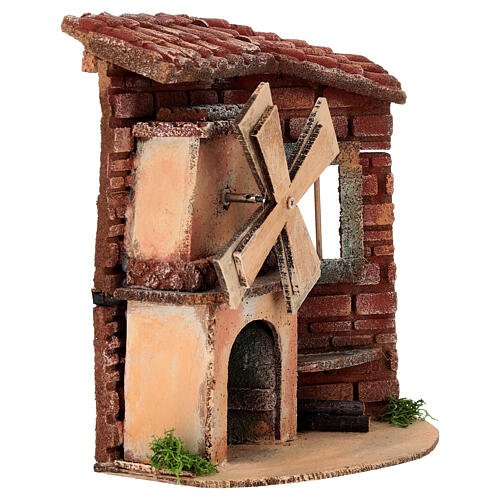 Mulino a vento a corrente 20x20x15 cm Presepe Napoli 8-10 cm 3