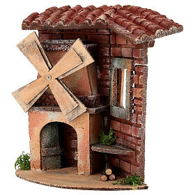 Moinho de vento com movimento 20x20x13 cm presépio Nápoles 8-10 cm