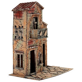 House with balcony for 8-10 cm Neapolitan Nativity Scene, 30x20x35 cm