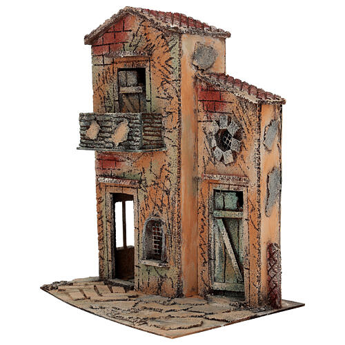 House with balcony for 8-10 cm Neapolitan Nativity Scene, 30x20x35 cm 3