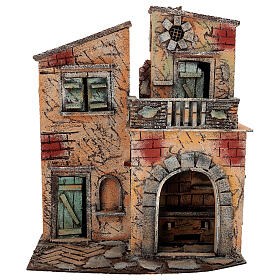 Casa con cucina e balcone 40x35x20 cm Presepe Napoletano 8-10 cm