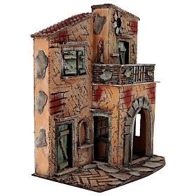 Casa con cucina e balcone 40x35x20 cm Presepe Napoletano 8-10 cm
