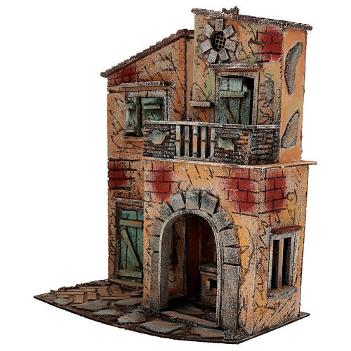 Casa con cucina e balcone 40x35x20 cm Presepe Napoletano 8-10 cm 3