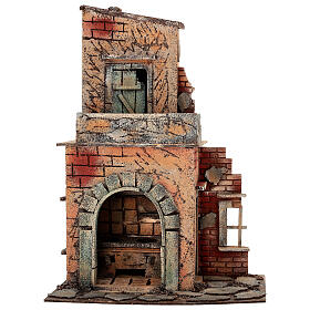 House with kitchen figurine, 25x20x40 cm Neapolitan nativity 8-10 cm