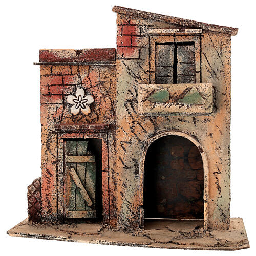 Dom z kwiatem, 25x15x25 cm - otoczenie szopki neapolitańskiej 6-8 cm 1