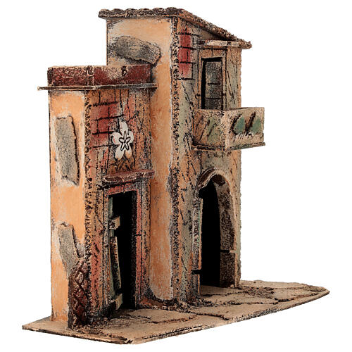 Dom z kwiatem, 25x15x25 cm - otoczenie szopki neapolitańskiej 6-8 cm 2