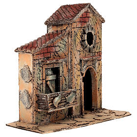 Casetta con balcone e finestra tonda 26x16x25 cm Presepe Napoletano 6-8 cm