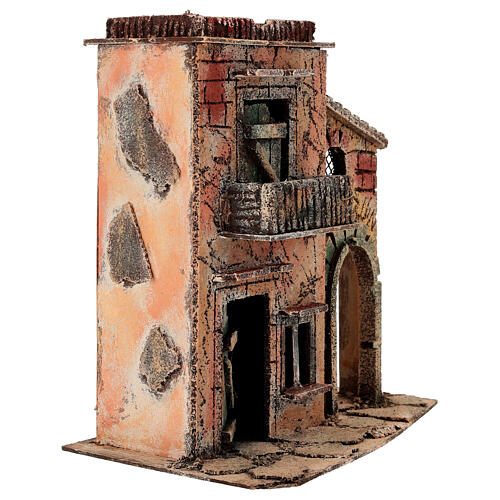 Casa con balcone tetto piano 25x25x15 cm Presepe Napoli 6-8 cm 3