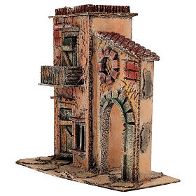 House with flat roof and balcony, 25x25x15 cm Naples Nativity Scene 6-8 cm