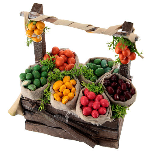 Market stall with terracotta fruits for 10-12 cm Neapolitan Nativity Scene 2