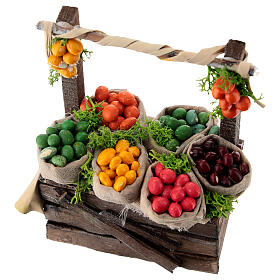 Étal fruits dans sacs de jute pour crèche napolitaine 10-12 cm terre cuite