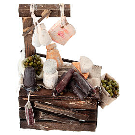 Olive, cheese and cold cuts stall for 10-12 cm Neapolitan Nativity Scene, terracotta