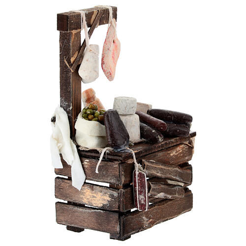 Banco olive formaggi salumi presepe napoletano 10-12 cm terracotta 4