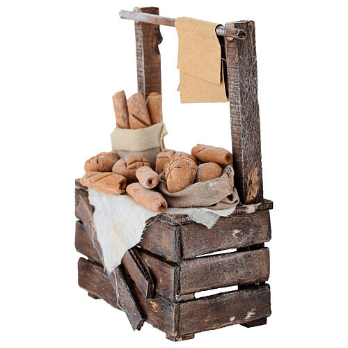 Marktstand mit Brot aus Terrakotta, im neapolitanischen Stil, für 10–12 cm Krippe – Krippenzubehör 4