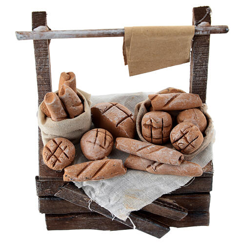 Banca do pão para presépio napolitano 10-12 cm em terracota 2