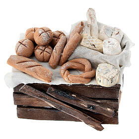 Étalage pain fromages crèche napolitaine 10-12 cm terre cuite
