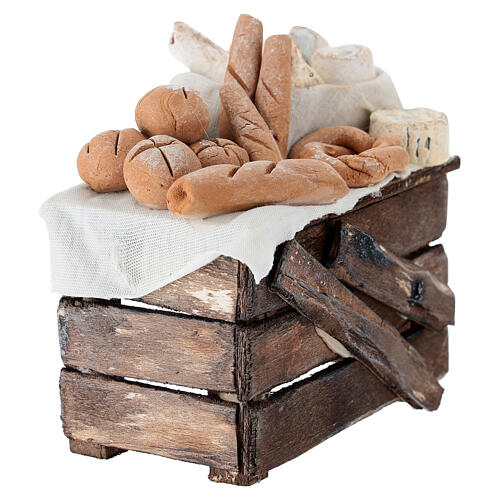 Banchetto pane formaggi presepe napoletano 10-12 cm terracotta 4