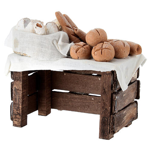 Banchetto pane formaggi presepe napoletano 10-12 cm terracotta 5