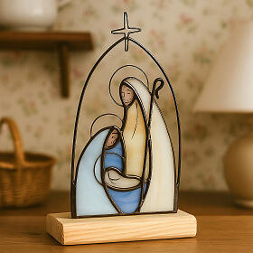 Holy Family stained glass candle holder