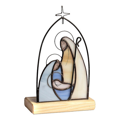 Portacandela Sacra Famiglia in vetro colorato  1