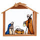 Crèche en verre coloré avec étable en bois s1