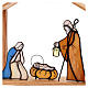 Presepe in vetro colorato con capanna in legno s3