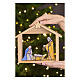 Presepe in vetro colorato con capanna in legno s5