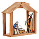 Presepe in vetro colorato con capanna in legno s8