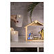 Nativity Holy Family in colored glass with wooden stable s7