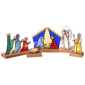 Crèche artisanale en verre coloré