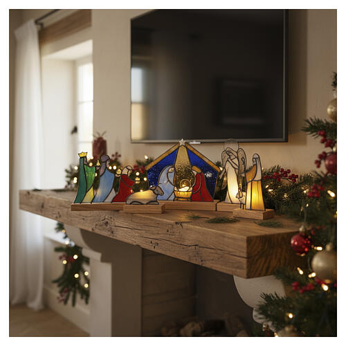 Handcrafted Nativity Scene in Colored Glass 6