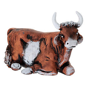 Bœuf terre cuite 14 cm crèche napolitaine