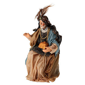 Roi mage en prière en terre cuite 14 cm crèche napolitaine