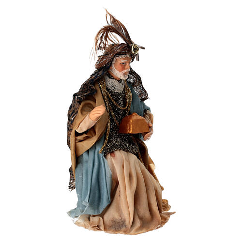 Re magio in ginocchio terracotta 14 cm presepe napoletano 3